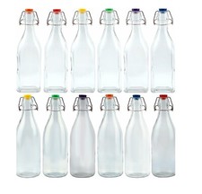6Pc Glass Bottles with Stoppers Lids Airtight Brewing Oil Vinegar Beer Wine Soda