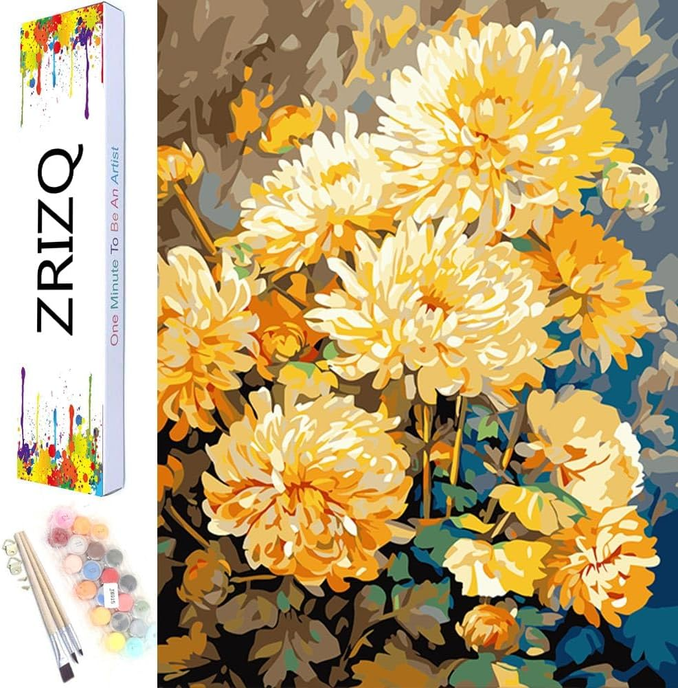 Malen Nach Zahlen Blumen 40x50cm - DIY Mal Set Für Erwachsene Mit Acrylfarben