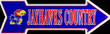 KANSAS UNIVERSITY JAYHAWKS COUNTRY EMBOSSED METAL ARROW SIGN MAN CAVE