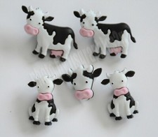 Mooove It! / Cow Shaped Shank Craft Buttons / Farm Animals / Dress It Up