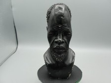 Vintage African Painted Stone Head Carving Stands 7" Highs weighs 1.3 Kgs Unique