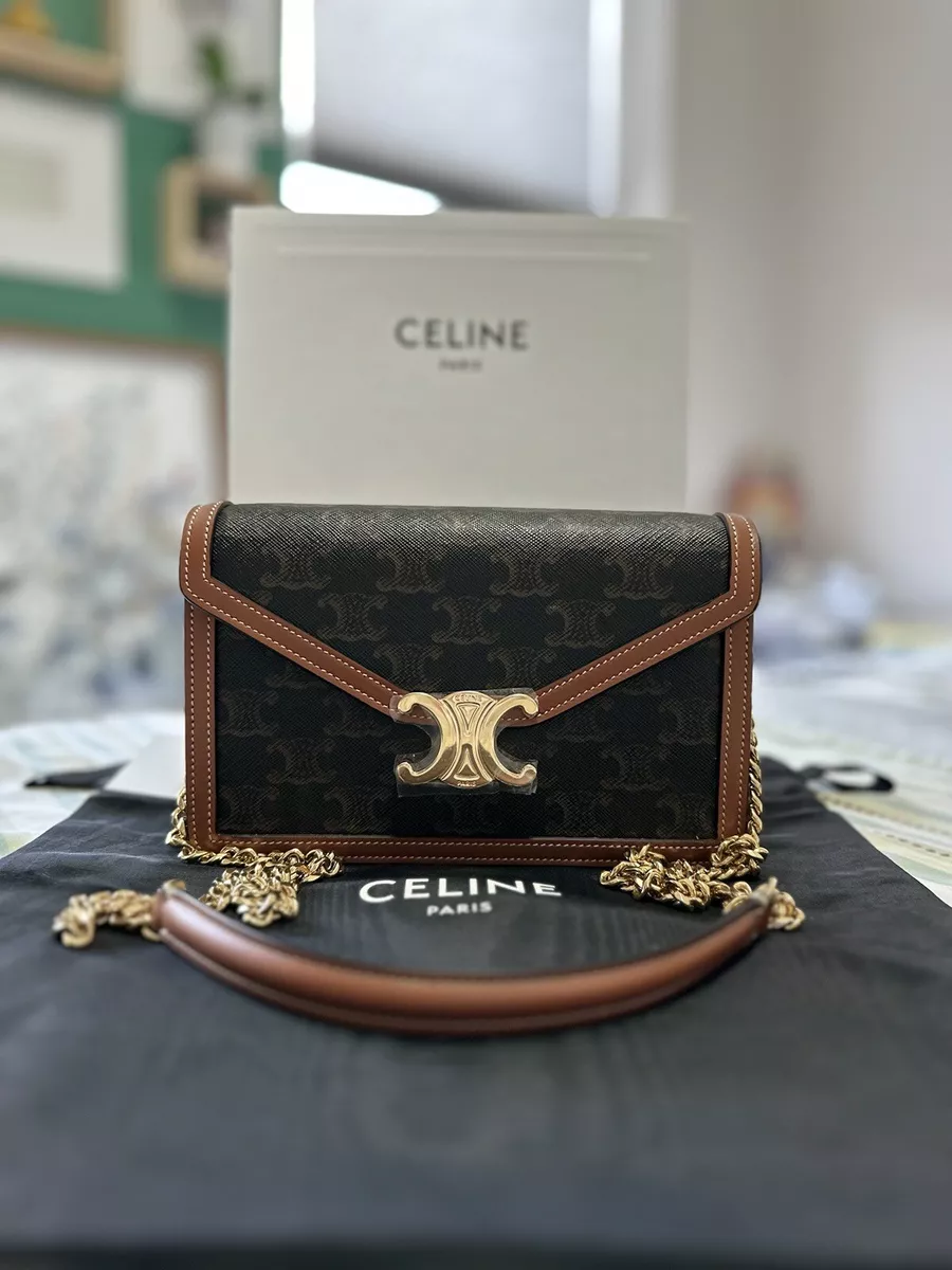 Celine 2022 Triomphe Wallet On Chain - Brown Crossbody Bags