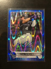 2022 Topps Chrome Colton Welker Blue RayWave Refractor Rookie Auto /150 Card PWE. rookie card picture