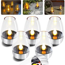 6x Solar Candles Lights Outdoor Flickering Solar Tea Light Garden Decor Lamp UK