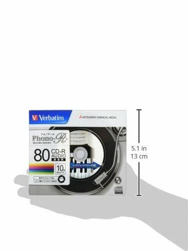 X10 Verbatim JAPAN Blank Music CD-R Discs 80min 48x CD-R MUR80PHW10V1 Phono-R - Image 3 of 3