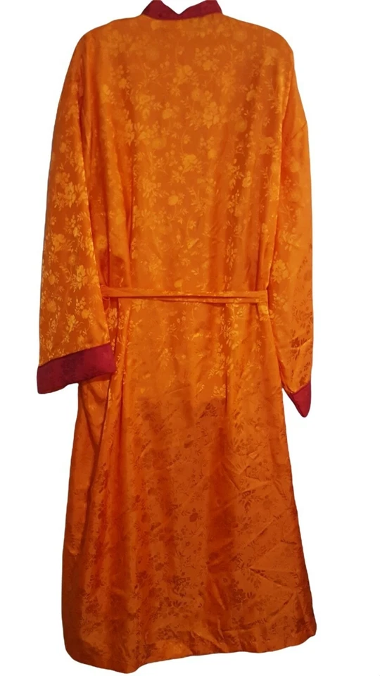 Bata de mujer Bloomingdales talla única naranja borgoña ribete cinturón floral Foto 3 de 4