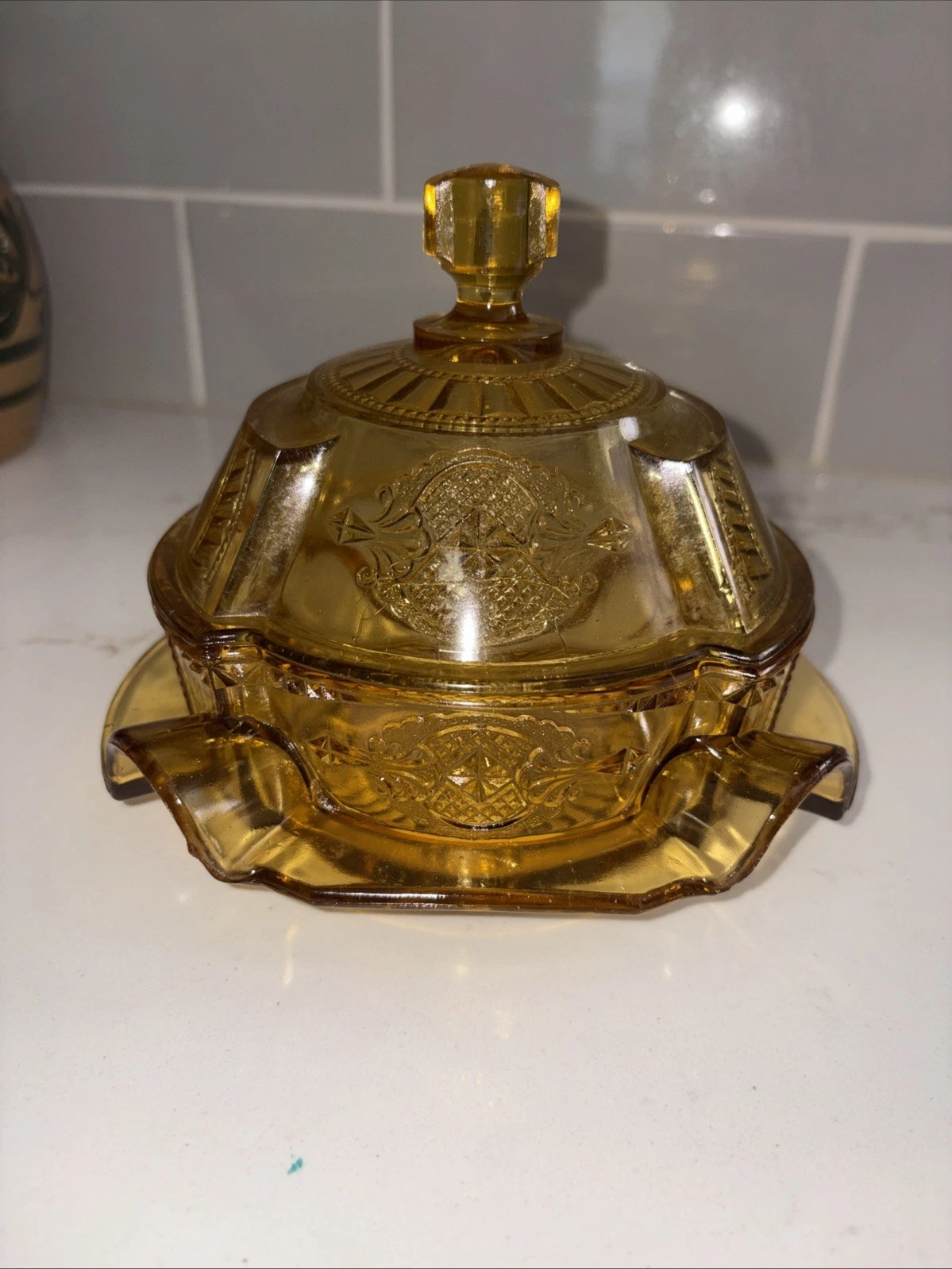 RARE Antique EAPG Amber Glass Lidded Candy Bowl Dish Butter
Opens in a new window or tab