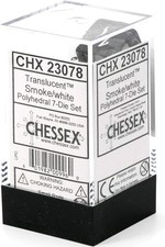 Chessex Dice Set Translucent Smoke and White Polyhedral 7-Dice CHX 23078