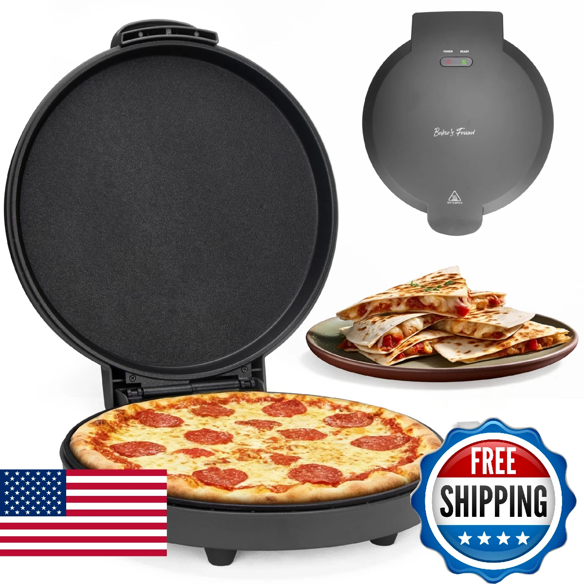 Baker’s Friend Countertop Pizza Maker Electric, 12 Inch Pizza Maker Machine for
Opens in a new windo