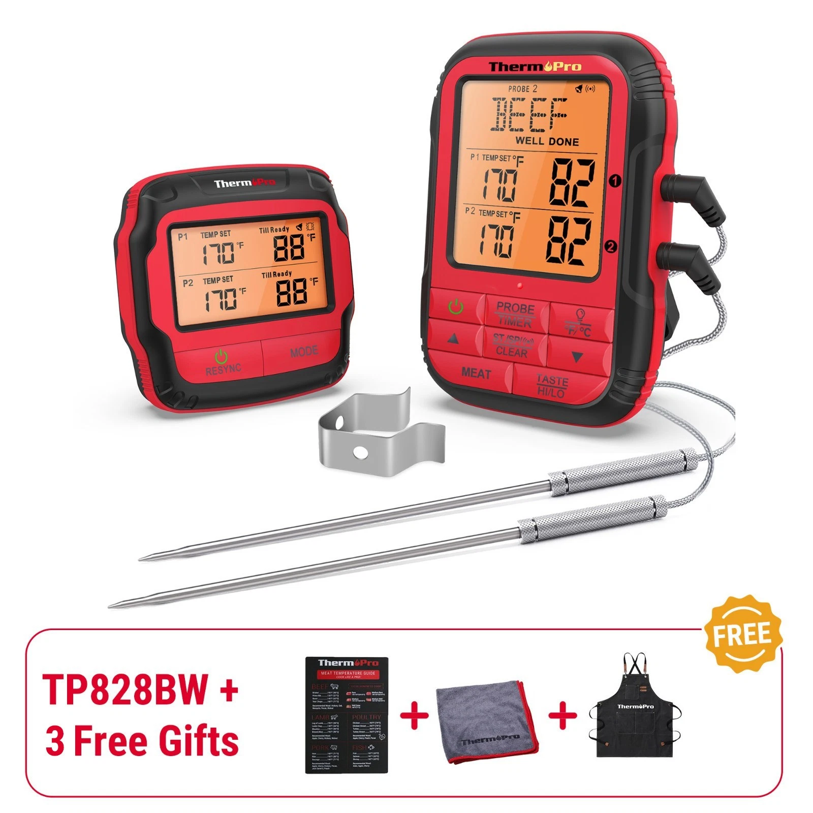 ThermoPro TP828BW 1000FT Wireless Meat Thermometer Dual Probe-No App,BBQ Bundle!
Opens in a new wind
