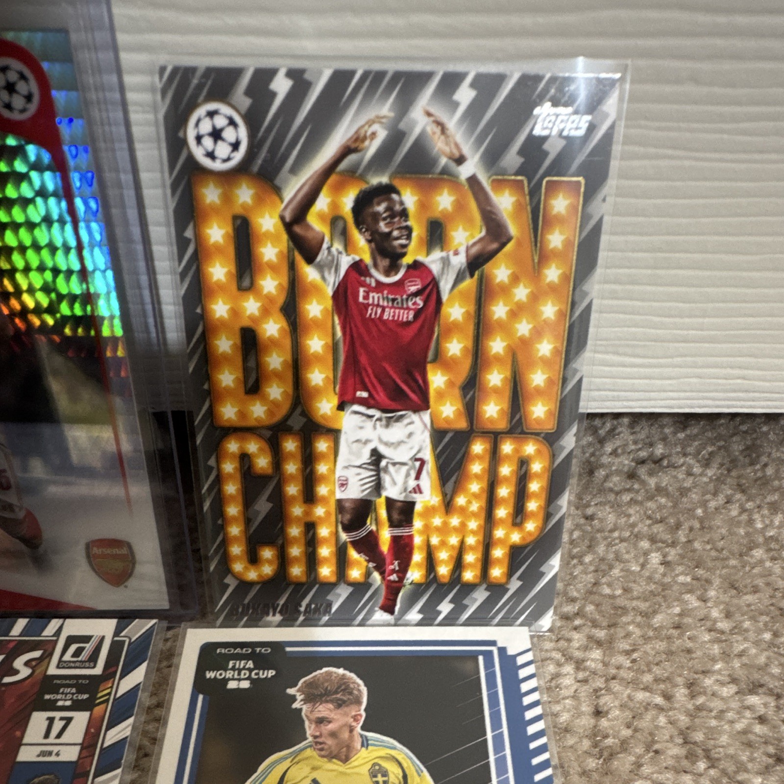 Topps Chrome & Donruss World Cup 10-Card Lot Arsenal Dowman, Saka, Ødegaard + view 2