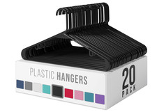 Clothes Hangers Plastic 20 Pack - Black Plastic Hangers, General Space Saving