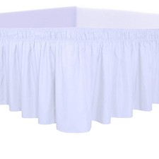 Wrap Around Ruffled Bed Skirt with Adjustable Elastic Belt - 18 Inch Drop Eas...