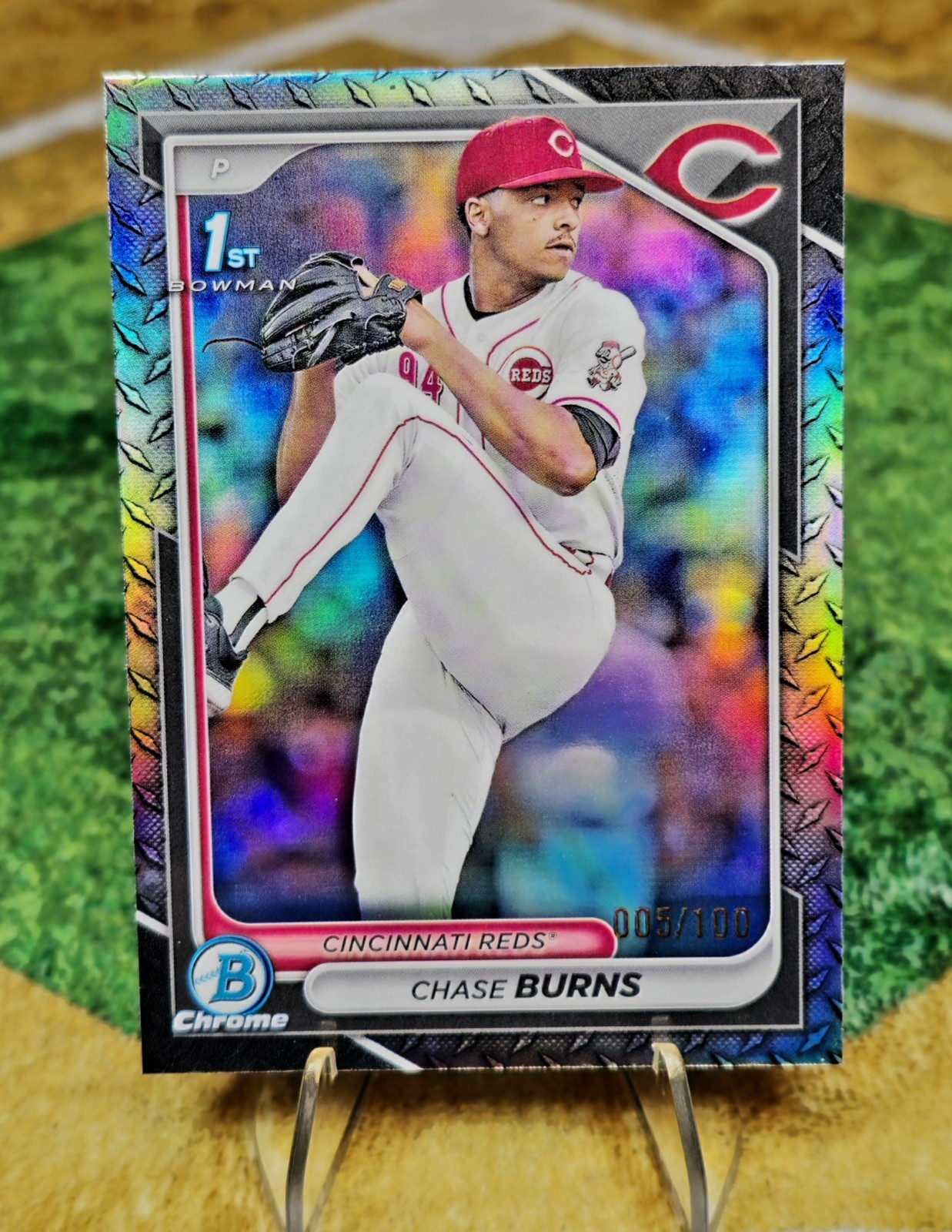 2024 Bowman Draft - Chrome Chase Burns #BDC-55 Steel Metal Refractor /100 (RC)