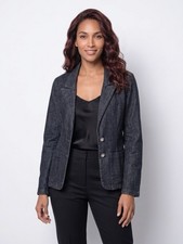 Vtg Levi s Premium Blue Denim 2 Button Blazer Jacket Rhinestone Buttons W Med