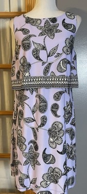 Donna Morgan Floral Mini Dress Sz 14 Layered Lavender Paisley Party City Modern