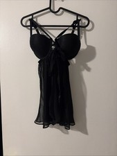 Victoria's Secret Babydoll Padded Front Closure Lace Size 34D Black Color