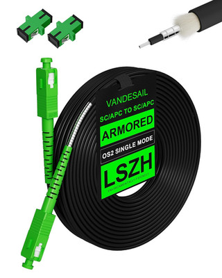 100M/328Ft SC/APC Fiber Optic Internet Cable Extension, SC/APC to SC/APC Armored