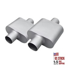 Universal 3 Inlet 3 Outlet Single Chamber Muffler - 13 Total Length 3 Inch