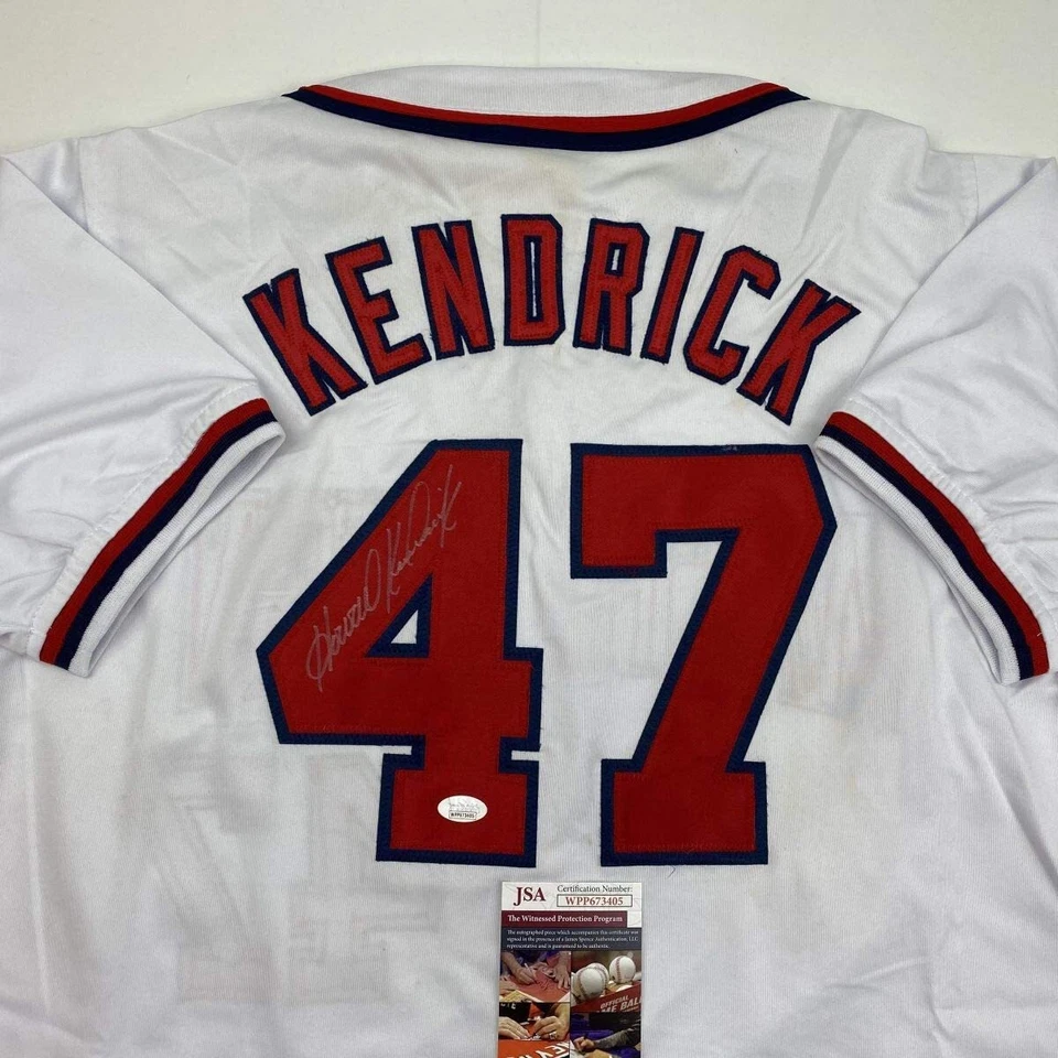 Autographed/Signed HOWIE KENDRICK Washington White Baseball Jersey JSA COA Auto - Image 2 of 4