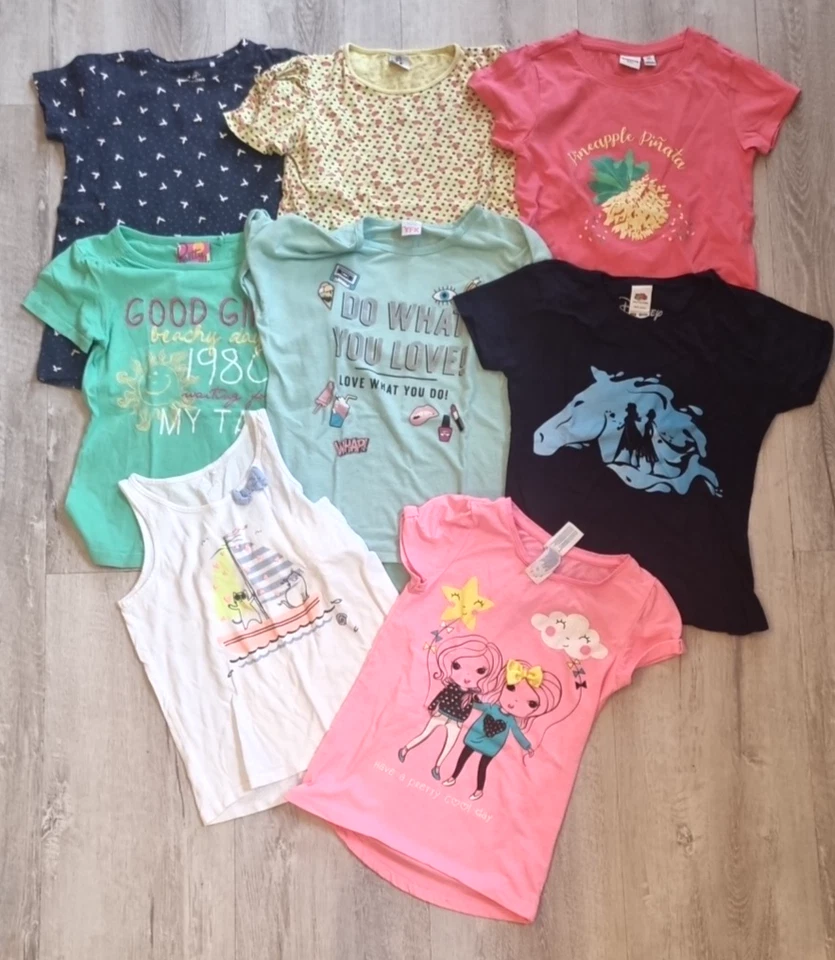 C&A 8 Mädchen 122 128 T Shirt Träger Tank Tunika Top Kurzarm Elsa Sweat Jersey - Bild 1 von 1