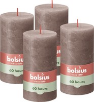 bolsius Rustik Stumpenkerzen Taupe Set 4 Stk 60H Brenndauer 13X7Cm Pflanzlich