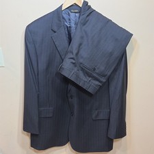 JOS A BANK Signature Gold 2 Piece Suit Mens 46R XL 40x28 Black STRIPED 100 Wool