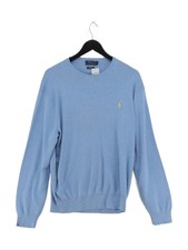 Ralph Lauren Men's Jumper XL Blue 100 Cotton Crew Neck Pullover