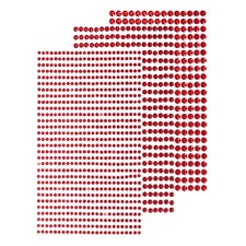 1532Pcs 3 Sheets Rhinestone Stickers 3/4/5 mm Self Adhesive Red