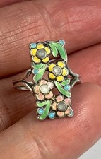 Antique circa 1920 sterling silver enamel Bernard Instone ring