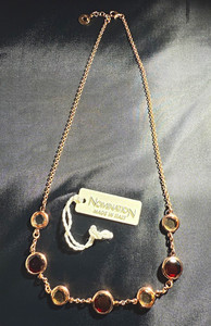 Nomination Signed Rose Gold Plated Station Necklace Italy Red Round Crystals