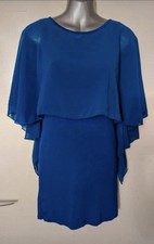 Women's Blue Bodycon Mini Dress UK8 TFNC Open Back Cape Layered - New with Tags
