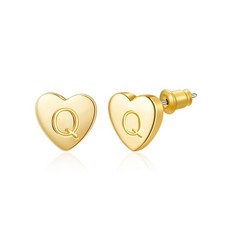 Heart Stud Earrings for Girls Women- 14K Gold Plated, Hypoallergenic, Little Hea