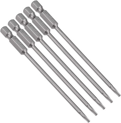 5 Stück T8 Torx Bit Set, 100mm Länge Magnetisch Bitsatz mit 1/4 Zoll Hex Sechska