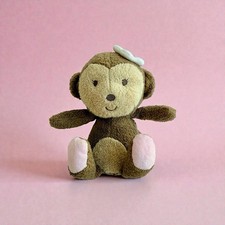 Carter's Just One You GIRL Monkey Plush Lovey Rattle White Flower Pink Feet RARE