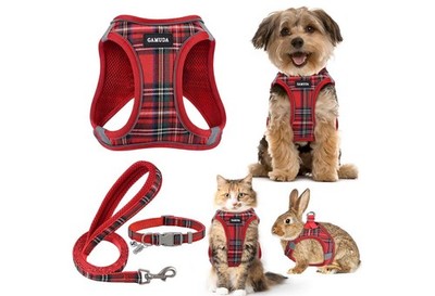 GAMUDA Small Dog Harness Collar and Leash Set for Small Animals Red XS NEW