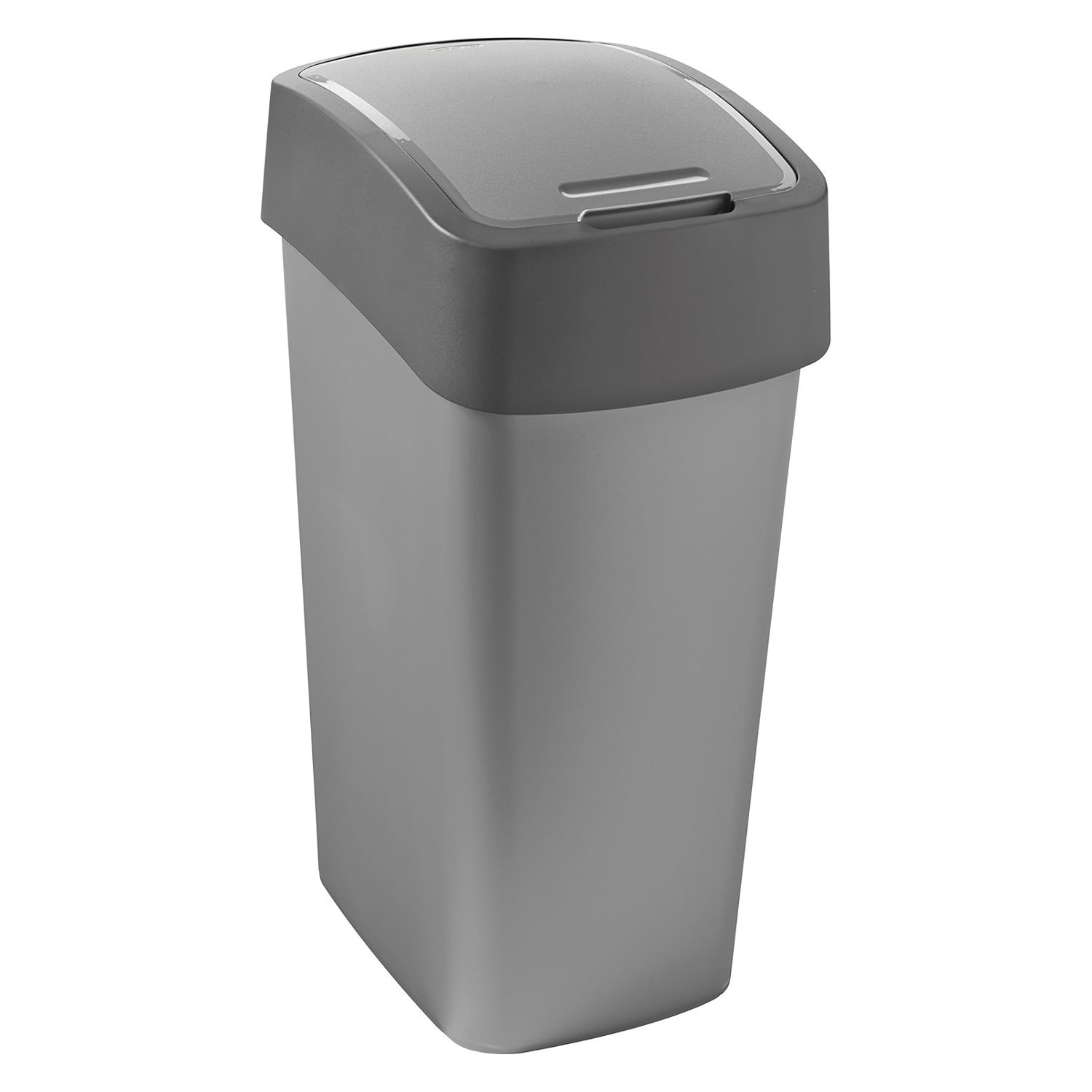 Poubelle poubelle conteneur à déchets avec couvercle 45 L argent grand bac plastique