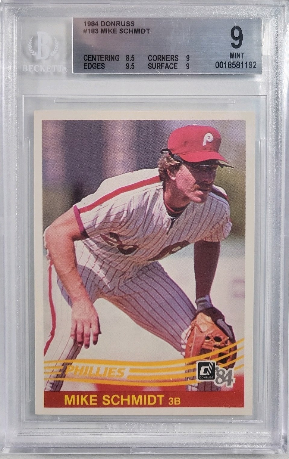 1984 DONRUSS #183 MIKE SCHMIDT 💥 BGS 9 ( 8.5, 9, 9.5, 9 ) MINT💥