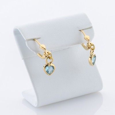 585 yellow gold earrings with 2 heart shaped topazes
