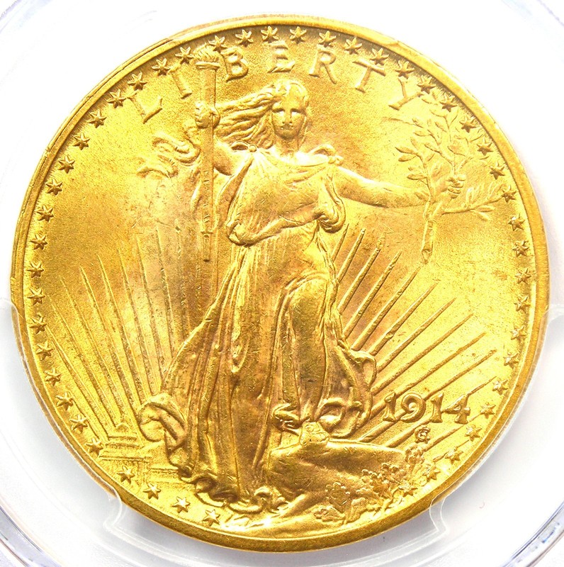 1914 Saint Gaudens Gold Double Eagle $20 - PCGS MS64+ Plus Grade - $10,000 Value