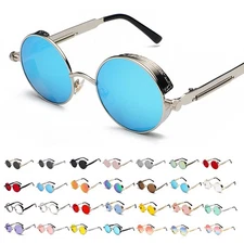Trendy Steampunk Round Sunglasses Retro Metal Hippie Circle Style Sun Glasses