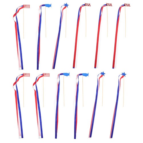 75 Ribbon Streamer 12 Pcs Ribbon Streamers Sticks Independence Day Home Decoration Pendant ...