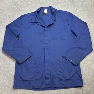 French Jacket Adult Large Blue VTG Utility Workwear Canvas Outdoor Chore Mens