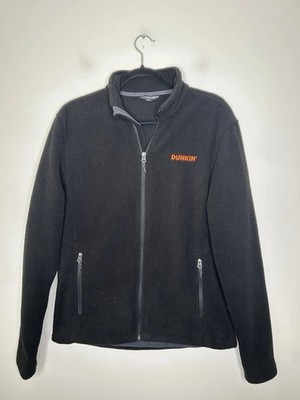 Dunkin' Donuts Logo Jacket Mens Black Full Zip Fleece Employee Size Small NEW