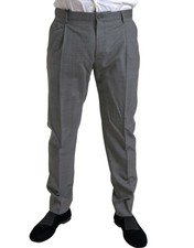Dolce & Gabbana Gray Wool Chino Skinny Men Dress Trouser Men's Pants Authentic