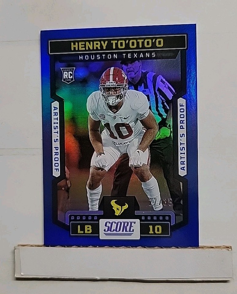2023 Score Henry To'Oto'O RC #378 Blue Artist's Proof Rookie #'d 27/35 ...