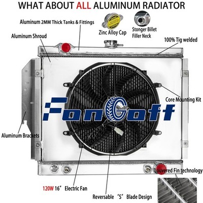 4 Row Radiator+Shroud Fan For 1979-93 Dodge D/W D250 D350 W250 W350 5.2/5.9L US