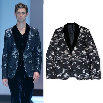 Emporio Armani Runway FW 2017 Brocade Jaquard Mohair Wool Velvet Tuxedo Jacket