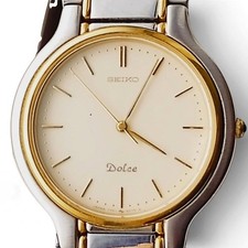 SEIKO Dolce 7741-6050 Gold Tone Quartz Dress Watch Made in Japan Vintage 1989