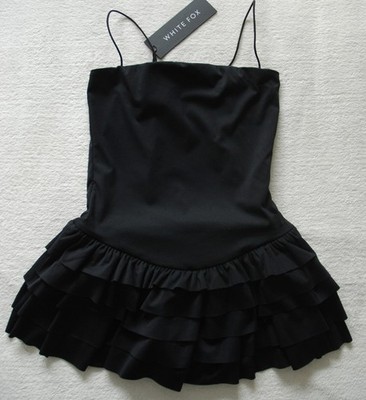 White Fox Boutique Foto Ausweis Playsuit schwarz Mini kurz sexy Rüschen Kleid neu mit Etikett